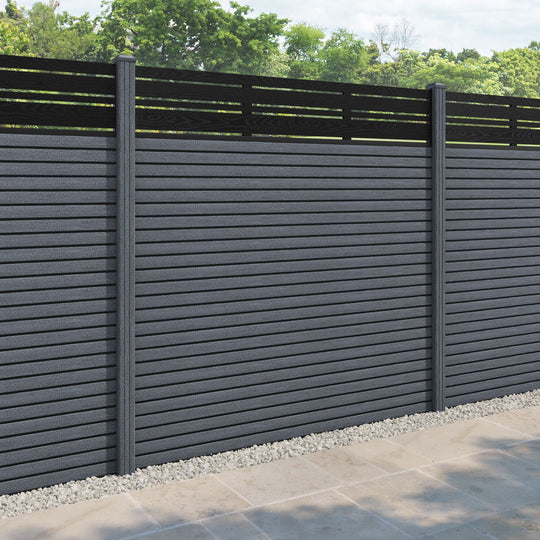Hudson Linea Fence Panel - Anthracite - with our composite posts