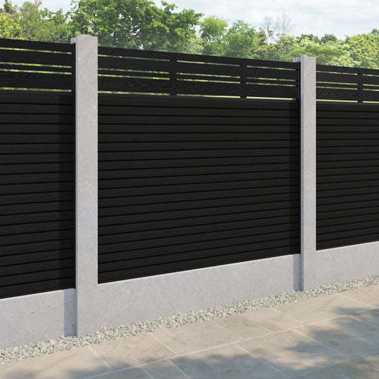 Hudson Linea Fence Panel - Black - for existing concrete posts