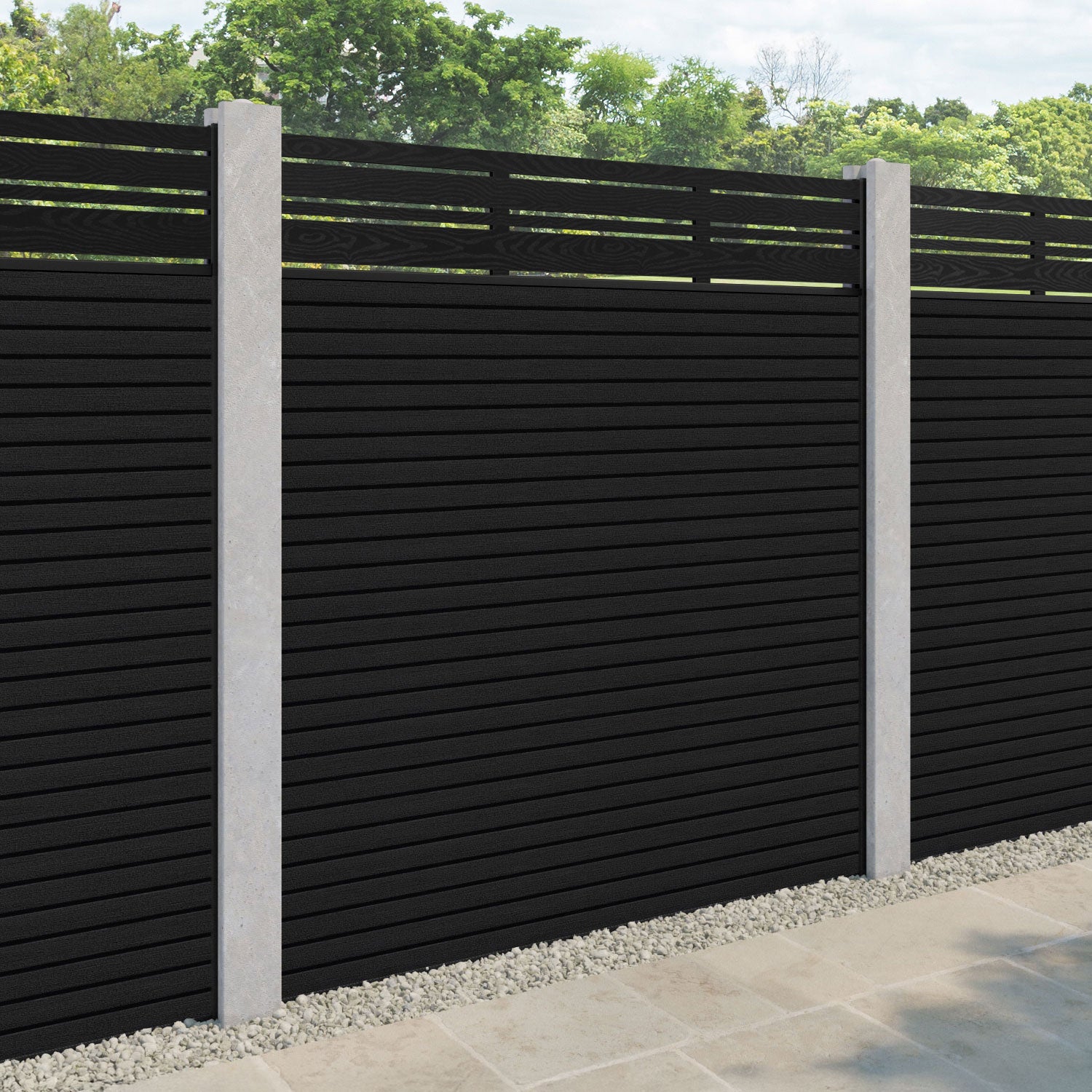 Hudson Linea Fence Panel - Black - for existing concrete posts