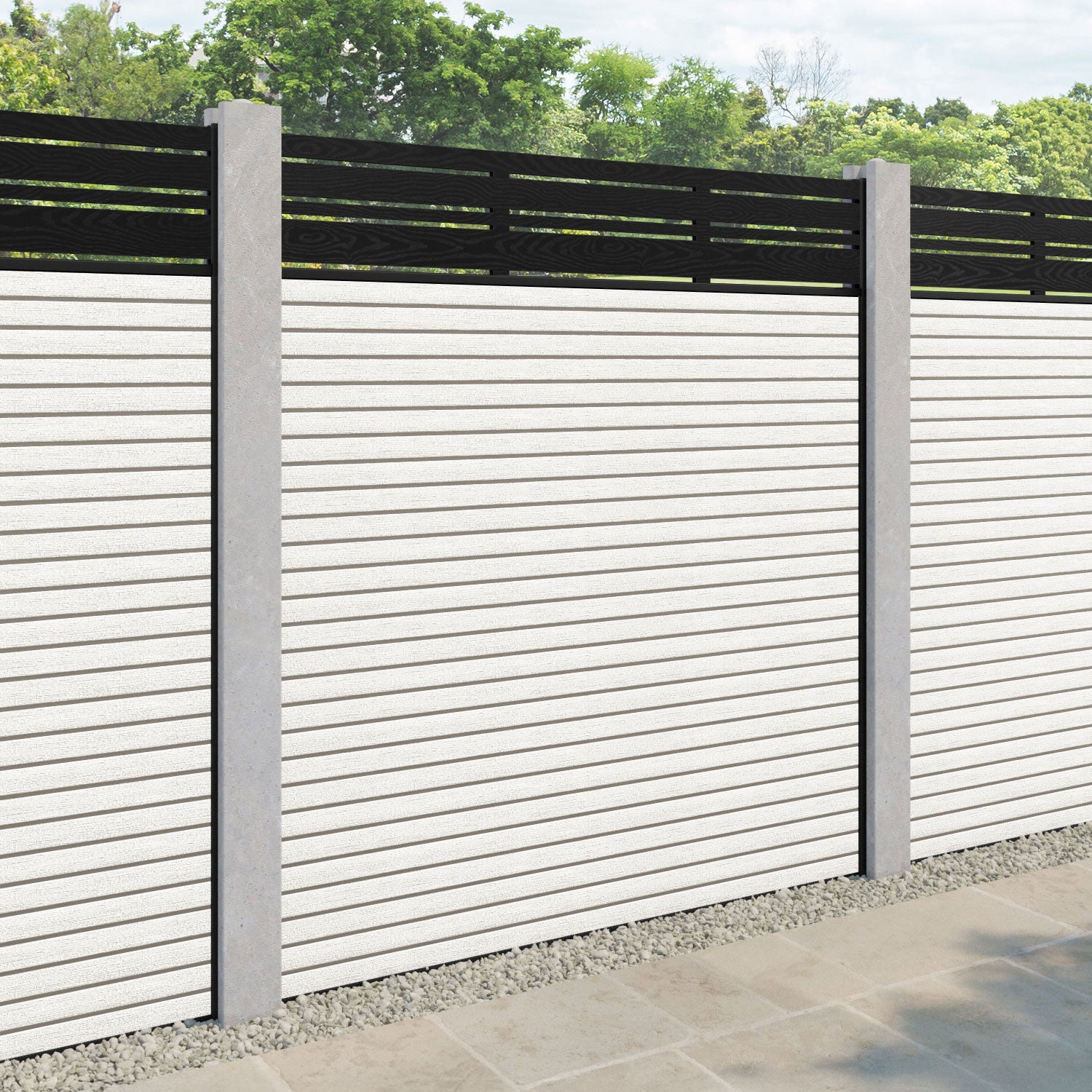 Hudson Linea Fence Panel - Light Stone - for existing concrete posts