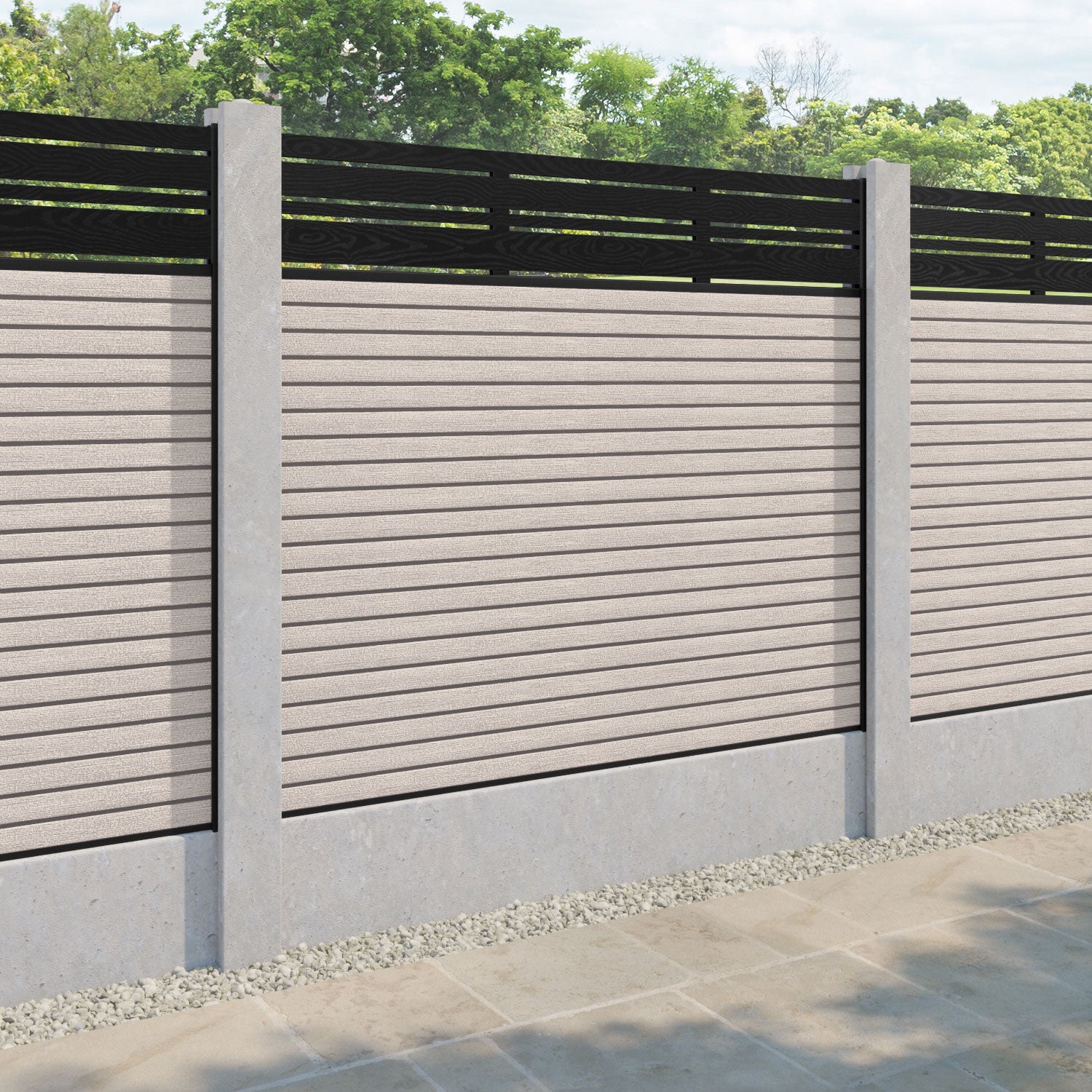 Hudson Linea Fence Panel - Mid Stone - for existing concrete posts