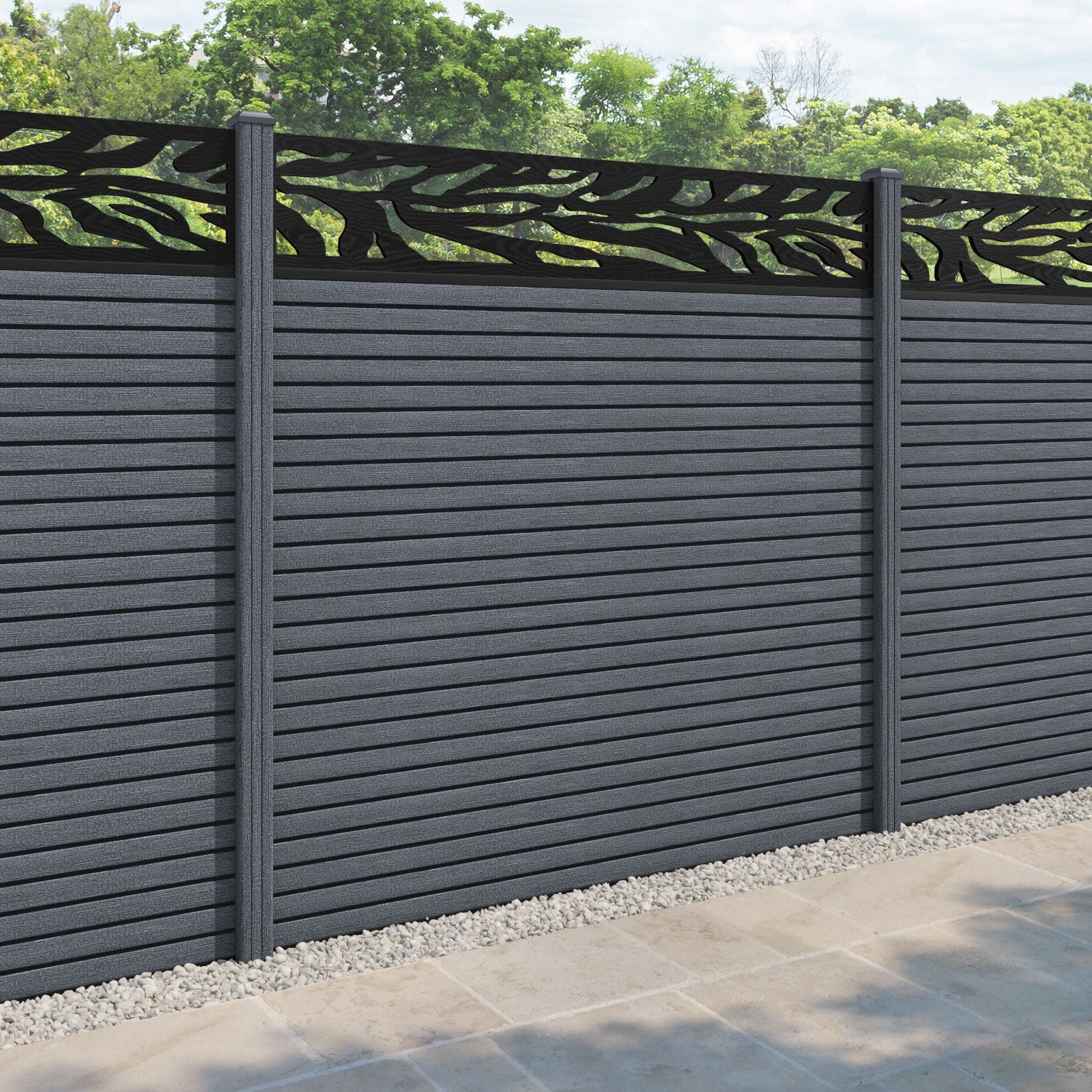 Hudson Malawi Fence Panel - Anthracite - with our composite posts