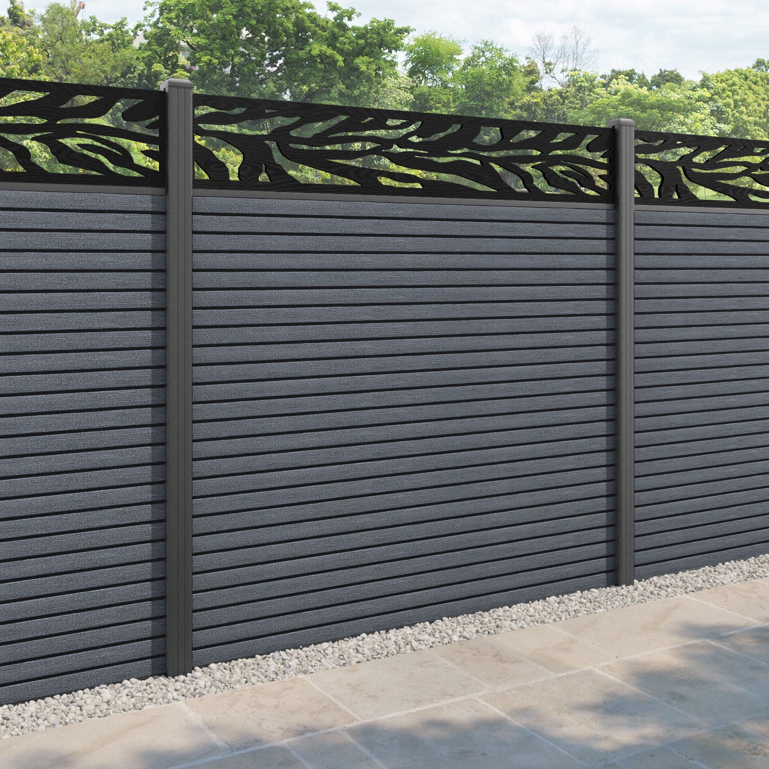Hudson Malawi Fence Panel - Anthracite - with our aluminium posts