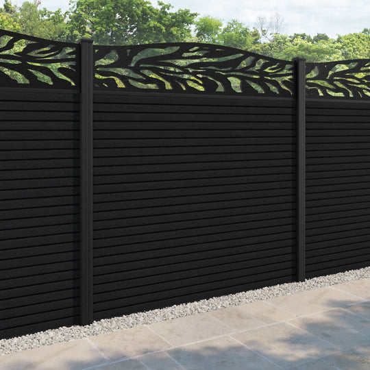 Hudson Malawi Curved Top Fence Panel - Black - with our composite posts