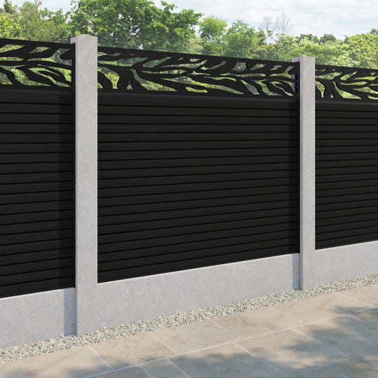 Hudson Malawi Fence Panel - Black - for existing concrete posts