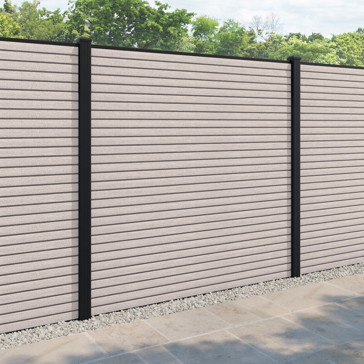 Hudson Fence Panel - Mid Stone - with our aluminium posts