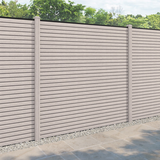 Hudson Fence Panel - Mid Stone - with our composite posts