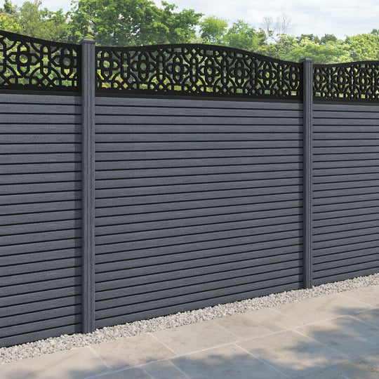 Hudson Nabila Curved Top Fence Panel - Anthracite - with our composite posts