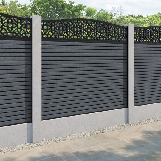 Hudson Nabila Curved Top Fence Panel - Anthracite - for existing concrete posts