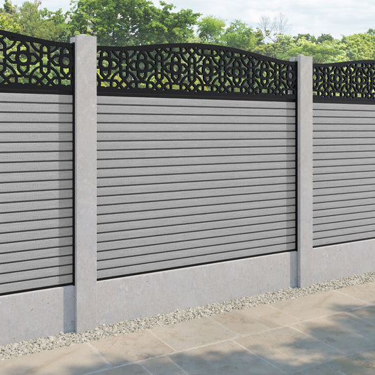 Hudson Nabila Curved Top Fence Panel - Light Grey - for existing concrete posts