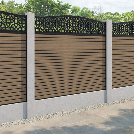 Hudson Nabila Curved Top Fence Panel - Teak - for existing concrete posts