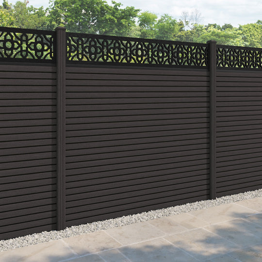 Hudson Nabila Fence Panel - Dark Oak - with our composite posts