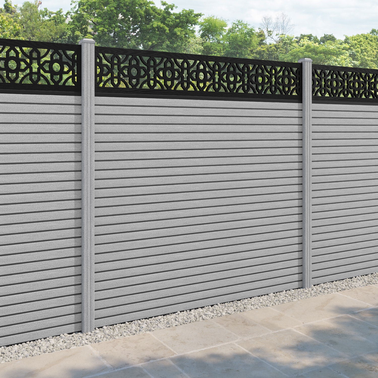 Hudson Nabila Fence Panel - Light Grey - with our composite posts