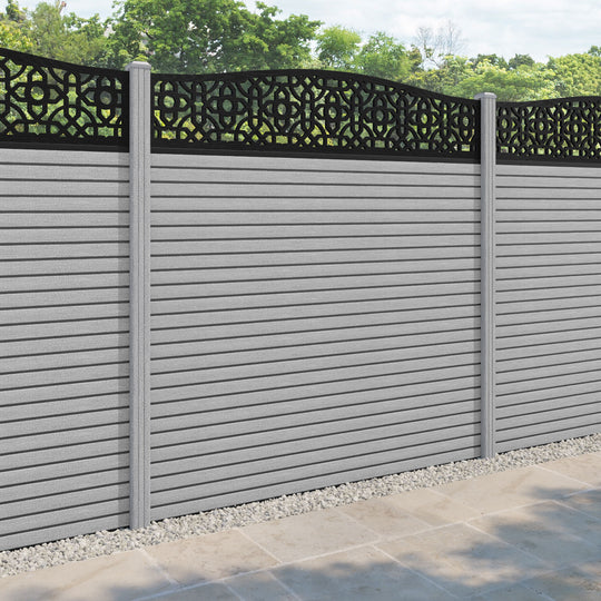 Hudson Nabila Curved Top Fence Panel - Light Grey - with our composite posts