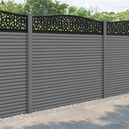 Hudson Nabila Curved Top Fence Panel - Mid Grey - with our composite posts