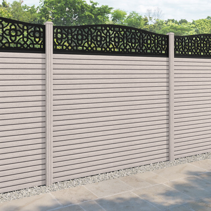 Hudson Nabila Curved Top Fence Panel - Mid Stone - with our composite posts