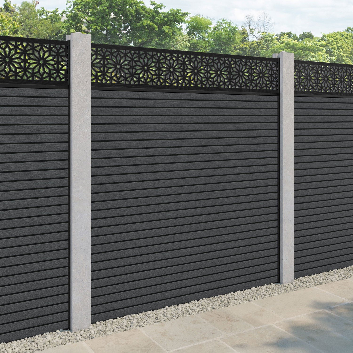 Hudson Narwa Fence Panel - Dark Grey - for existing concrete posts