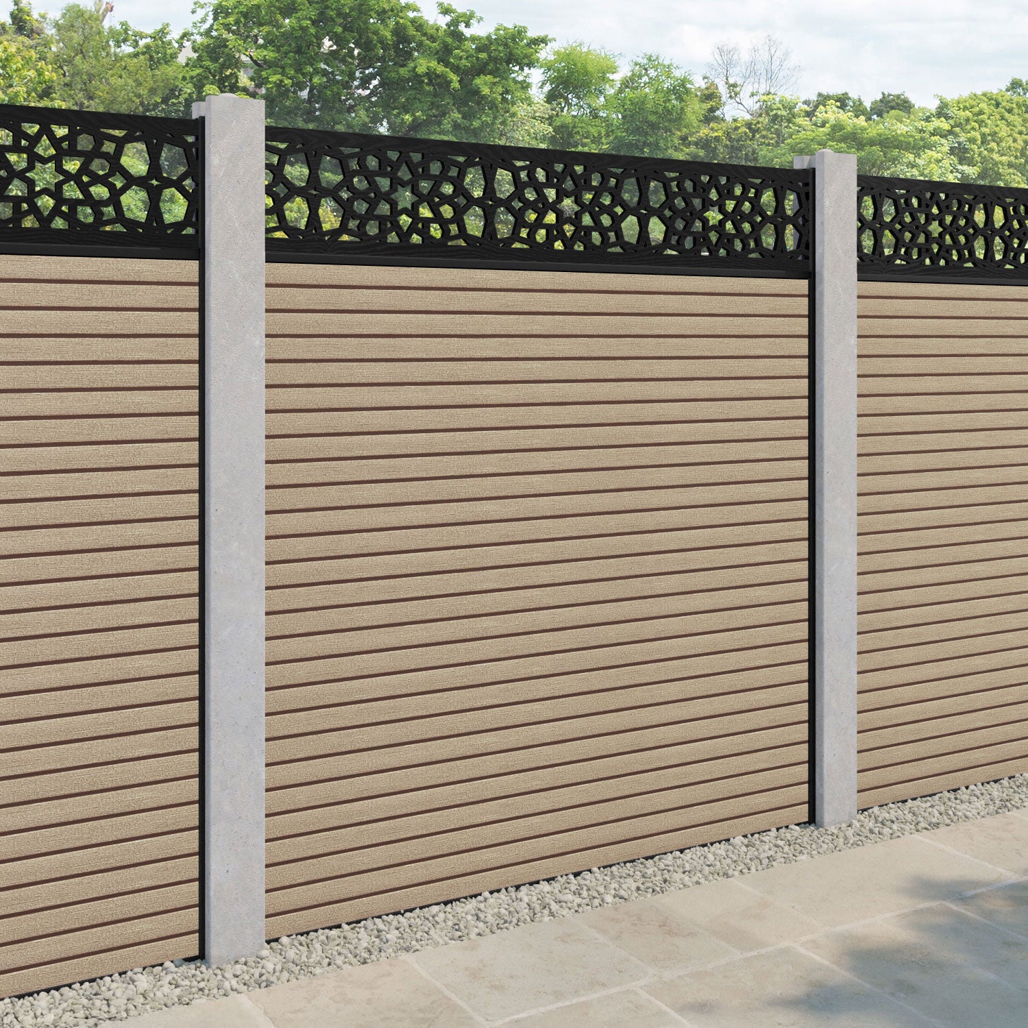 Hudson Nazira Fence Panel - Light Oak - for existing concrete posts