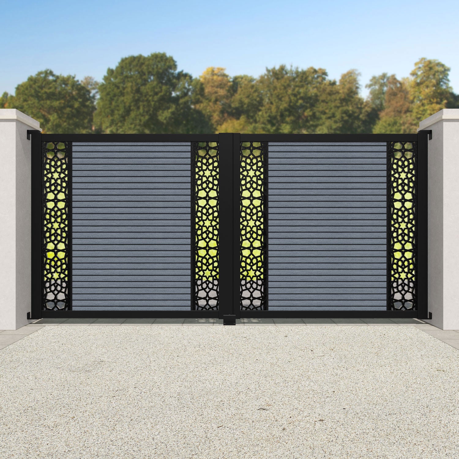 Hudson Nazira Straight Top Driveway Gate - Anthracite - Middle & End Screen