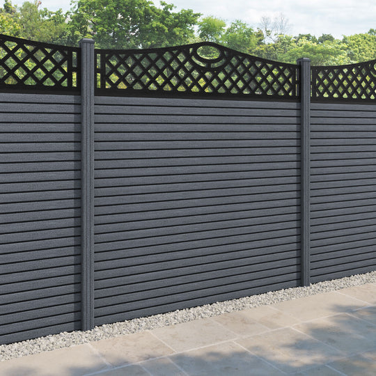 Hudson Oxford Curved Top Fence Panel - Anthracite - with our composite posts