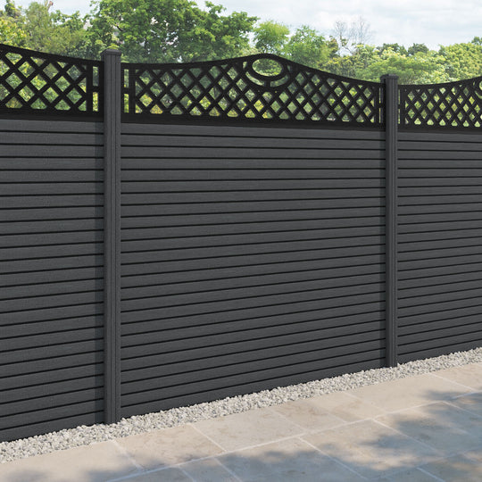 Hudson Oxford Curved Top Fence Panel - Dark Grey - with our composite posts