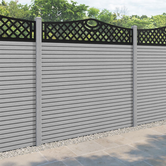Hudson Oxford Curved Top Fence Panel - Light Grey - with our composite posts