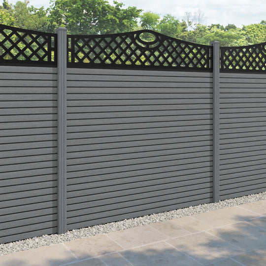 Hudson Oxford Curved Top Fence Panel - Mid Grey - with our composite posts