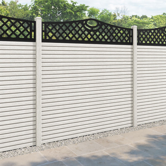 Hudson Oxford Curved Top Fence Panel - Light Stone - with our composite posts