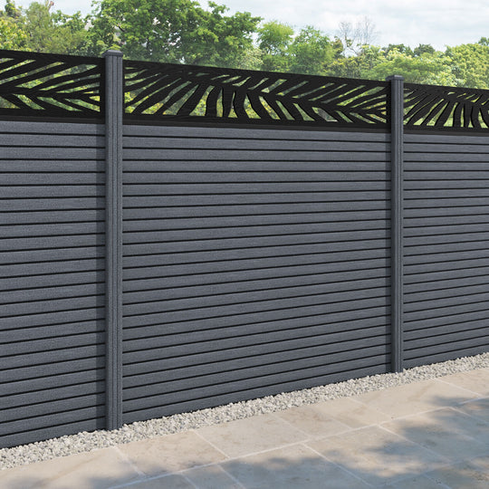 Hudson Palm Fence Panel - Anthracite - with our composite posts