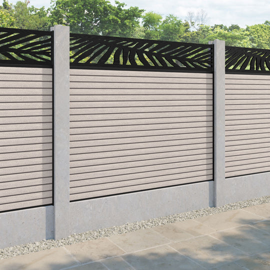 Hudson Palm Fence Panel - Mid Stone - for existing concrete posts