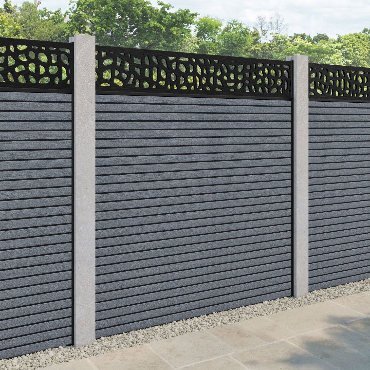 Hudson Pebble Fence Panel - Anthracite - for existing concrete posts