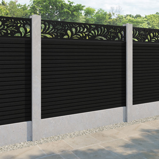 Hudson Petal Fence Panel - Black - for existing concrete posts