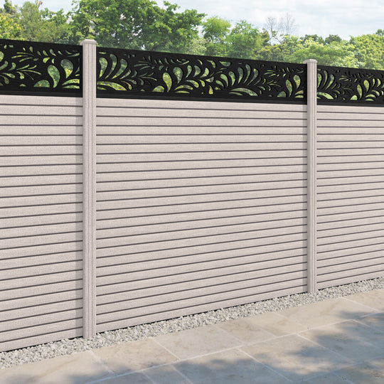 Hudson Petal Fence Panel - Mid Stone - with our composite posts
