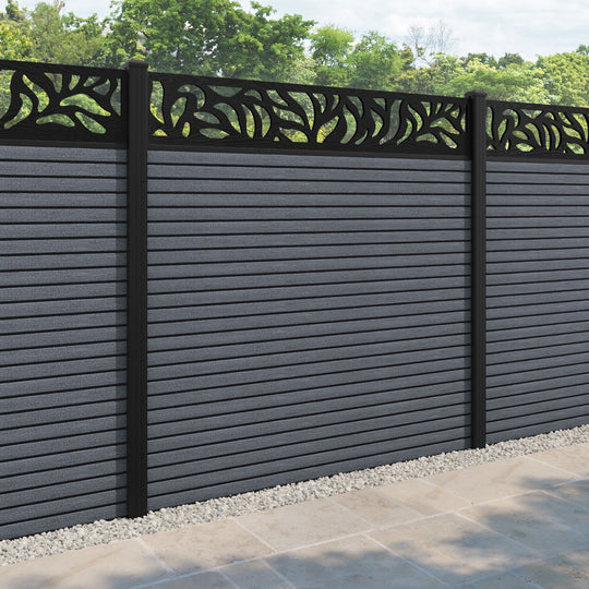 Hudson Plume Fence Panel - Anthracite - with our aluminium posts