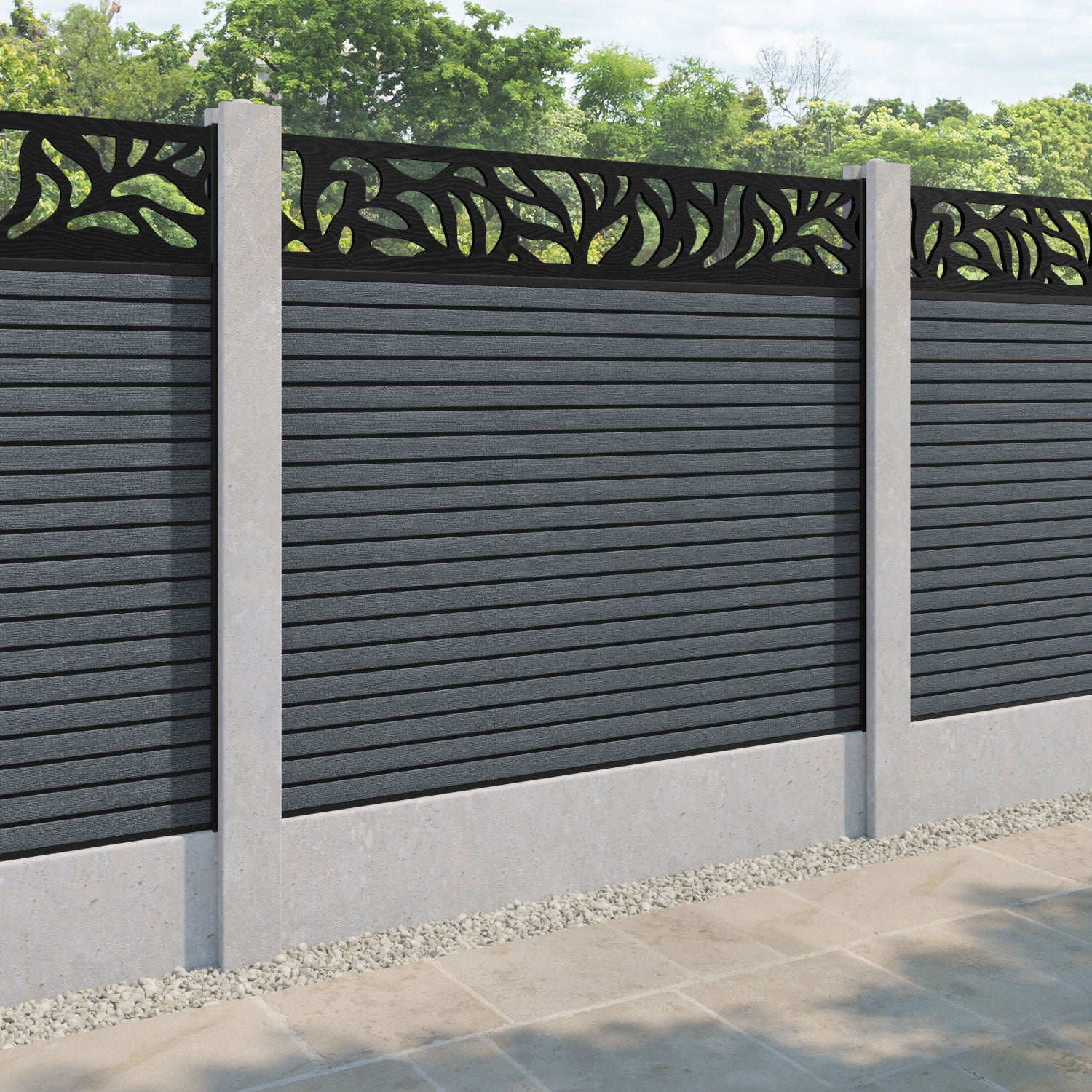 Hudson Plume Fence Panel - Anthracite - for existing concrete posts