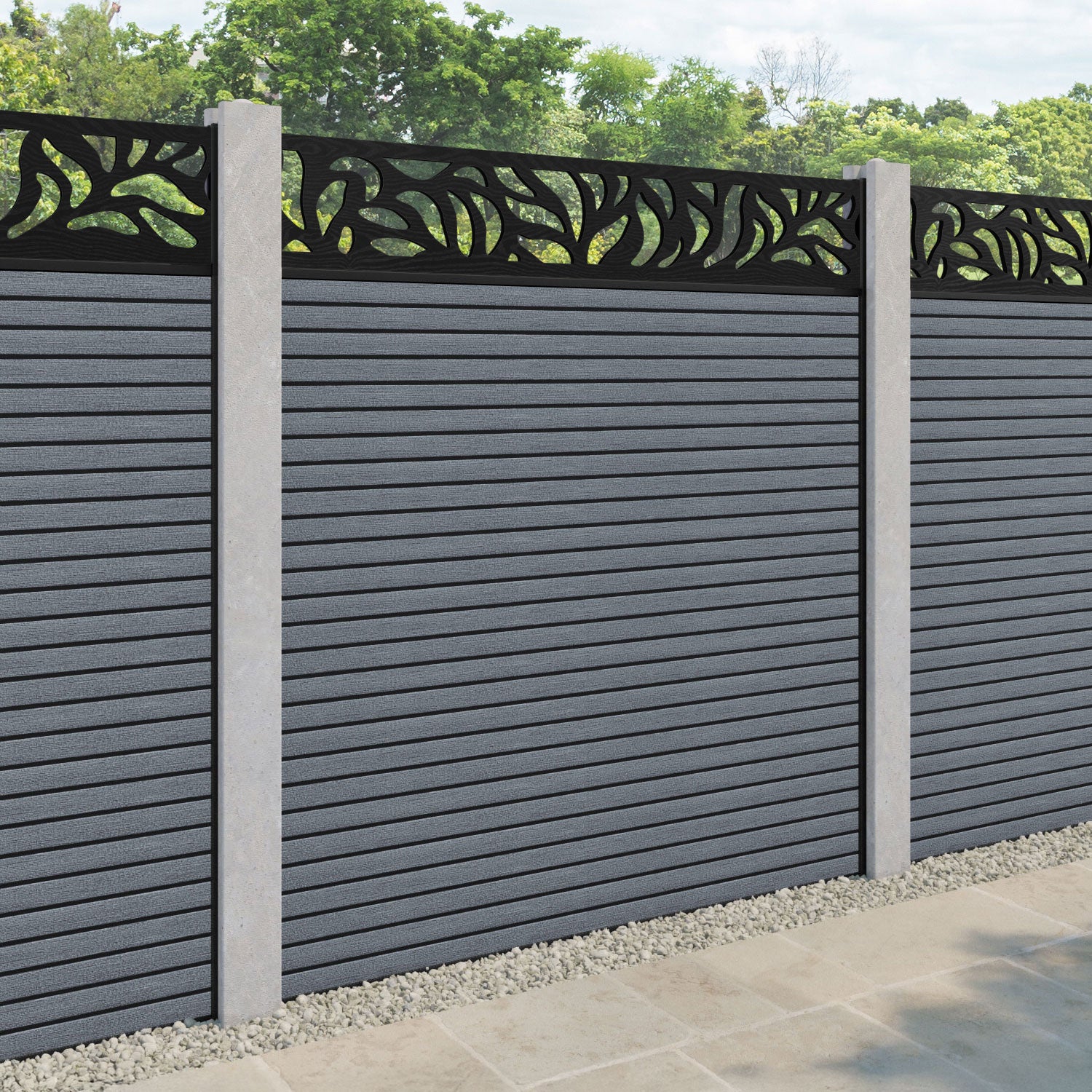 Hudson Plume Fence Panel - Anthracite - for existing concrete posts