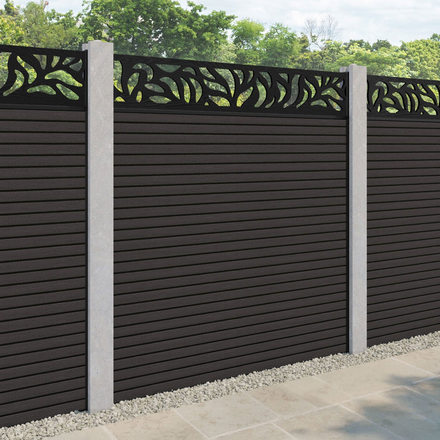Hudson Plume Fence Panel - Dark Oak - for existing concrete posts