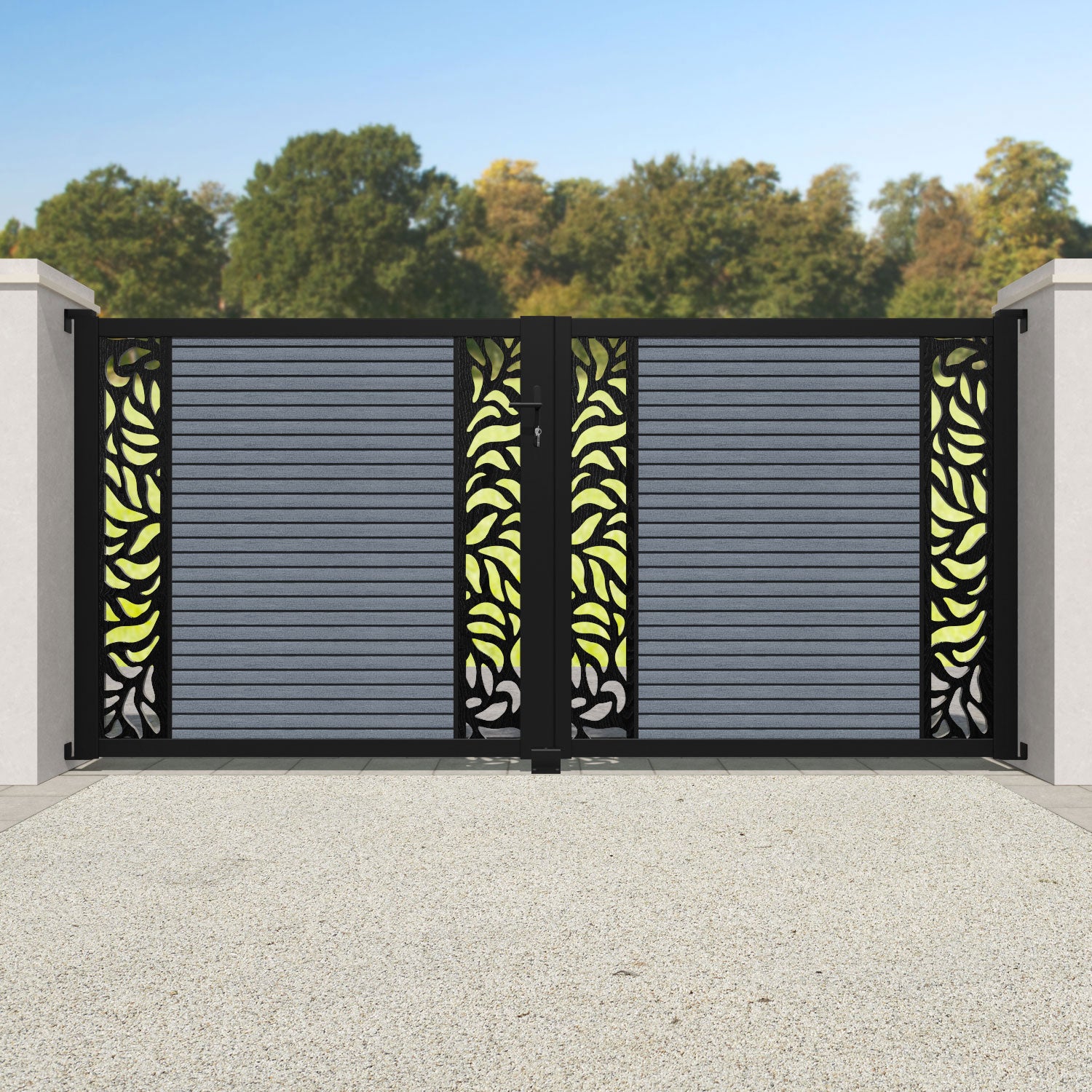 Hudson Plume Straight Top Driveway Gate - Anthracite - Middle & End Screen