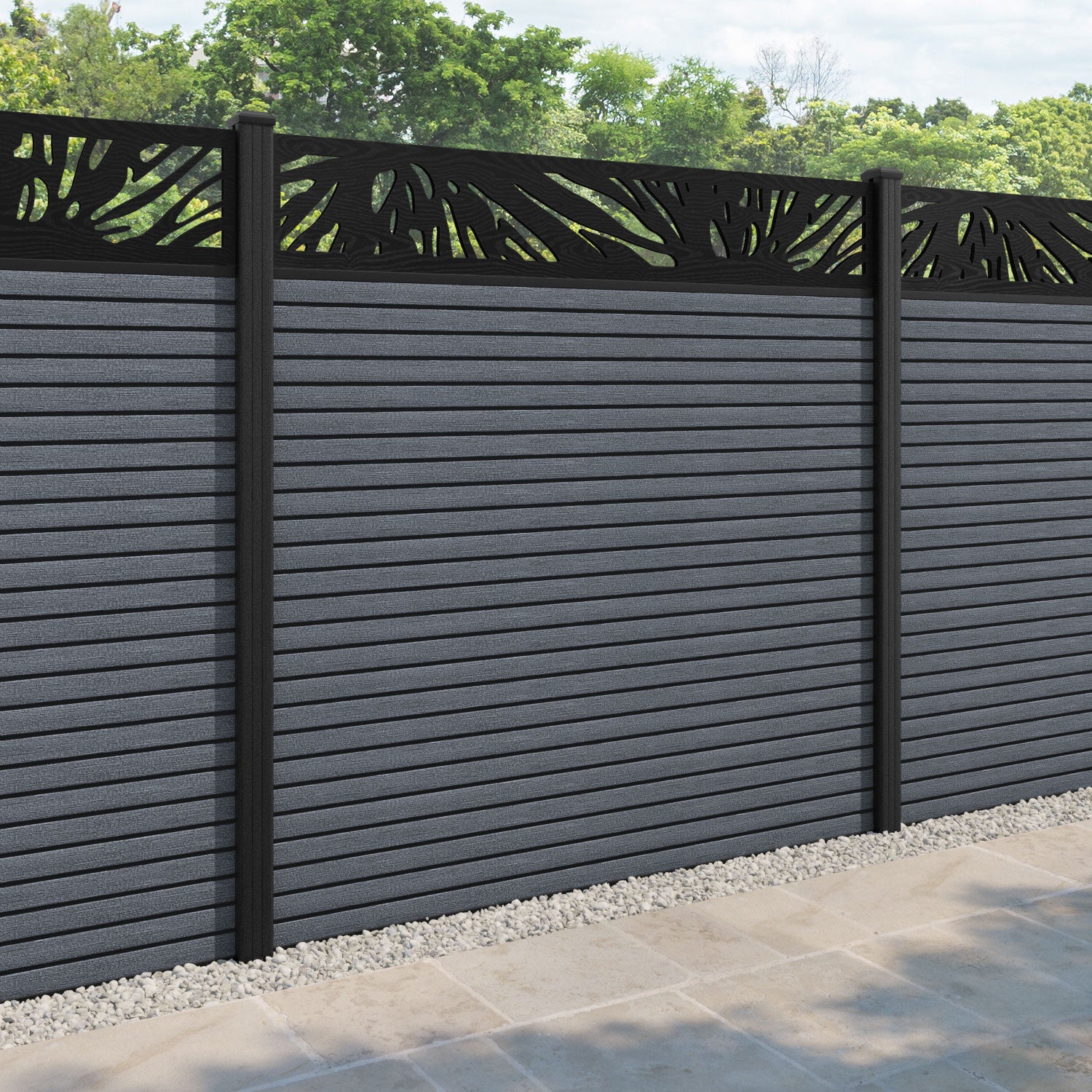 Hudson Poppy Fence Panel - Anthracite - with our composite posts