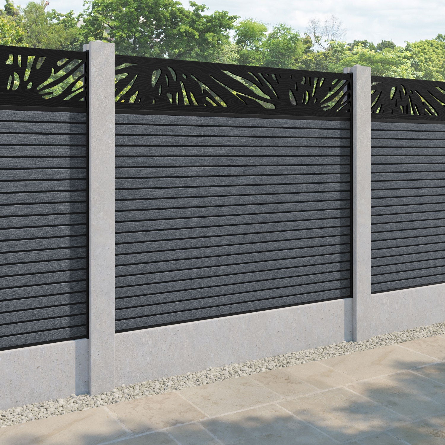 Hudson Poppy Fence Panel - Anthracite - for existing concrete posts