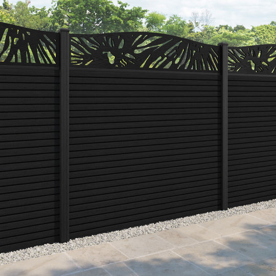 Hudson Poppy Curved Top Fence Panel - Black - with our composite posts