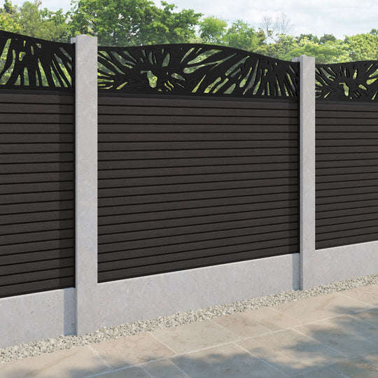 Hudson Poppy Curved Top Fence Panel - Dark Oak - for existing concrete posts