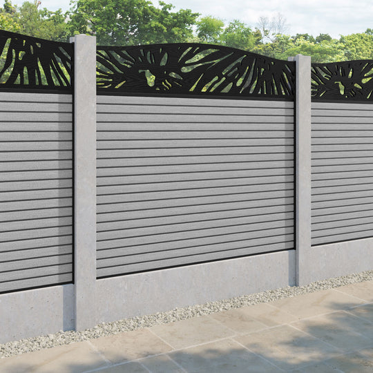 Hudson Poppy Curved Top Fence Panel - Light Grey - for existing concrete posts