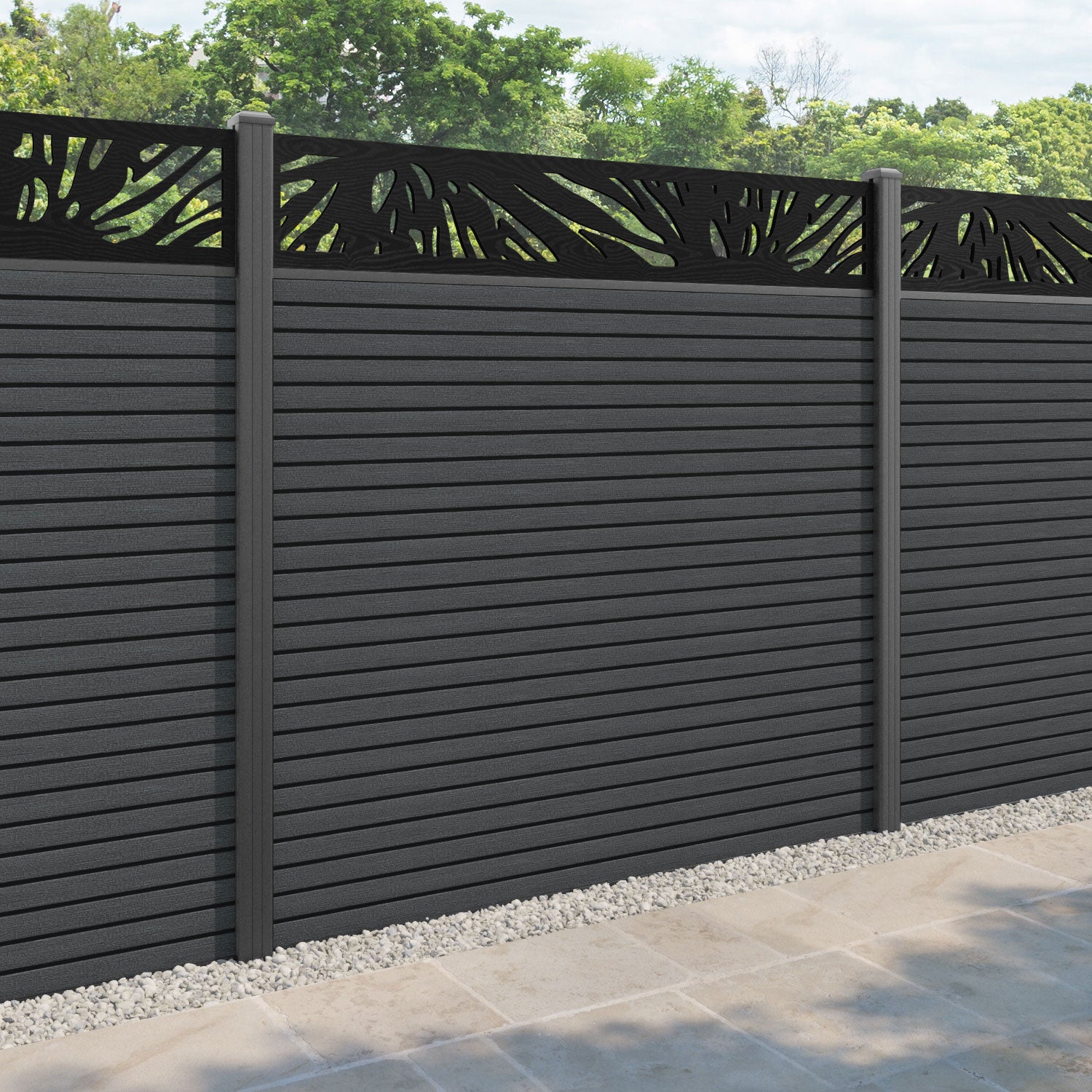 Hudson Poppy Fence Panel - Dark Grey - with our aluminium posts