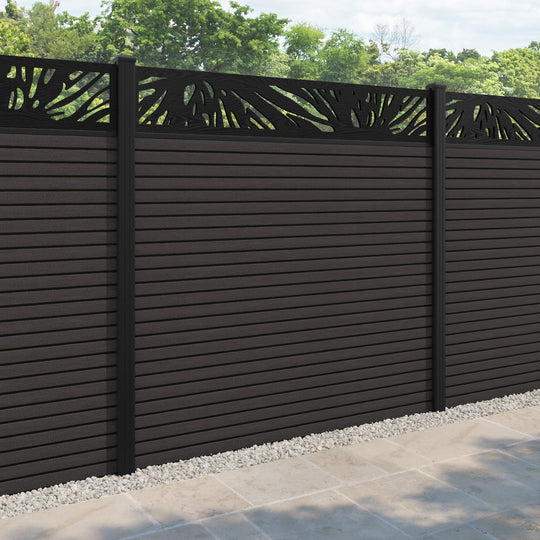 Hudson Poppy Fence Panel - Dark Oak - with our aluminium posts