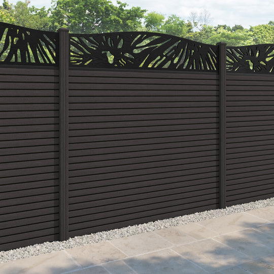 Hudson Poppy Curved Top Fence Panel - Dark Oak - with our composite posts