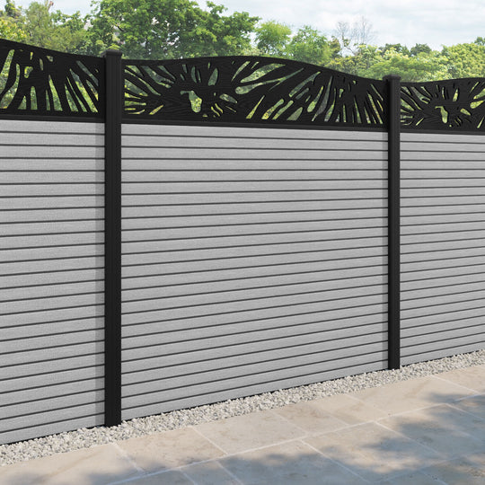 Hudson Poppy Curved Top Fence Panel - Light Grey - with our aluminium posts
