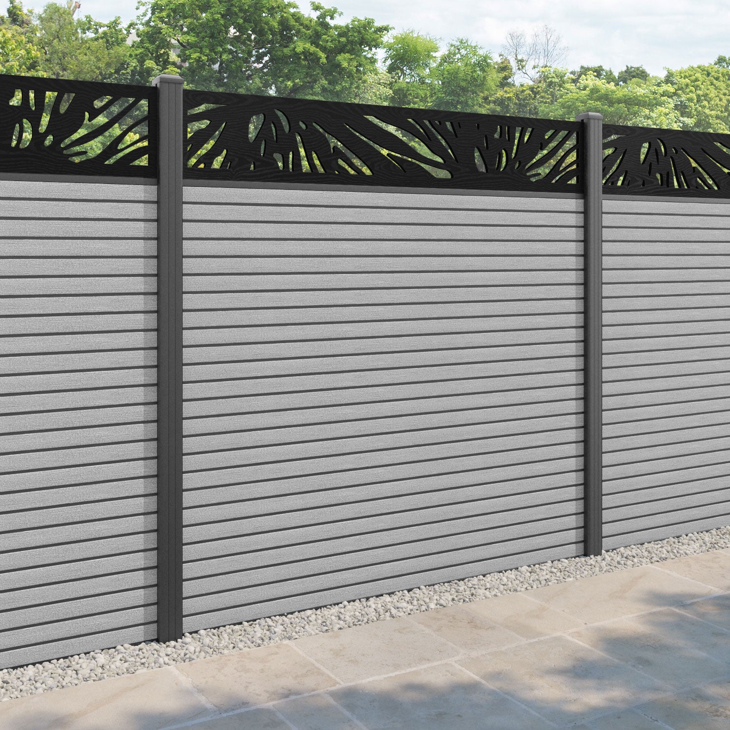 Hudson Poppy Fence Panel - Light Grey - with our aluminium posts