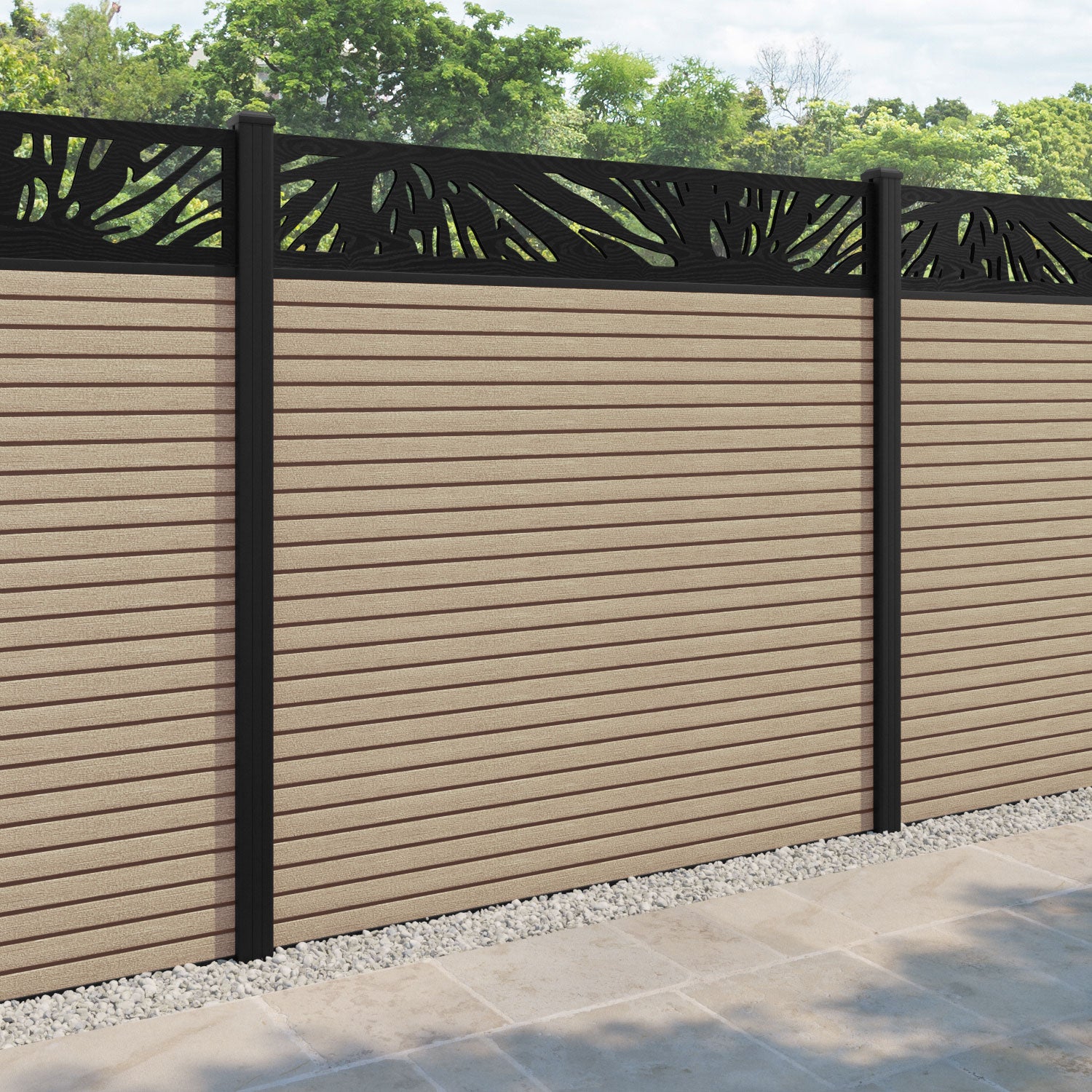 Hudson Poppy Fence Panel - Light Oak - with our aluminium posts