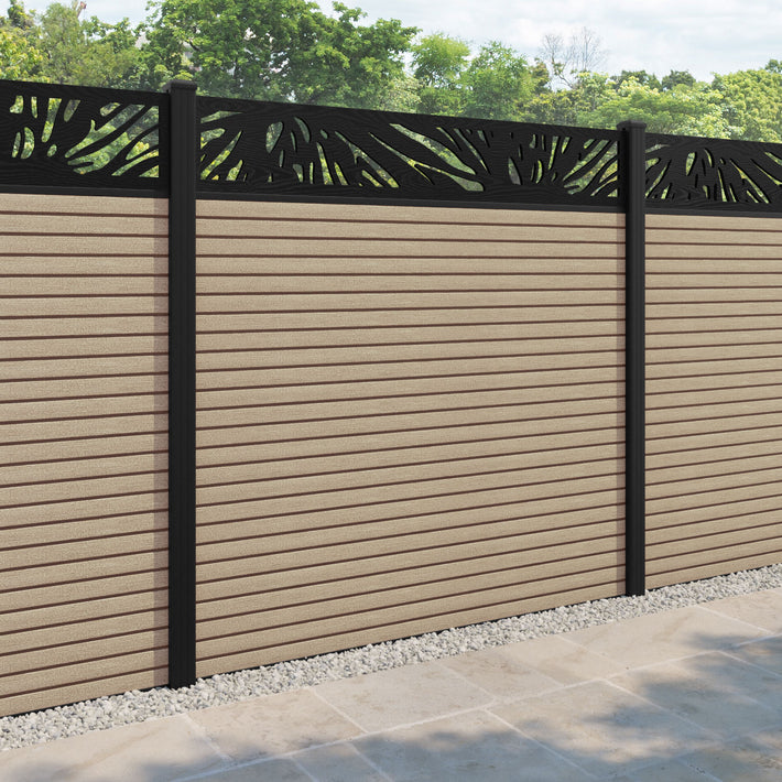 Hudson Poppy Fence Panel - Light Oak - with our aluminium posts